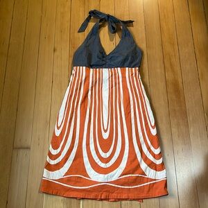 Maeve cotton wood print sundress halter size 6